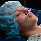 medical patient with breathing tube