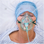 medical patient wearing an oxygen mask